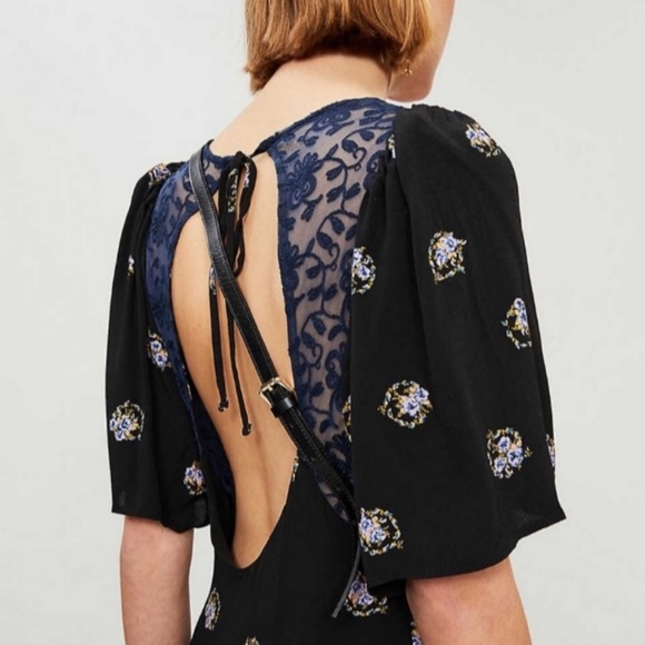 NWT Free People Mockingbird Embroidered Mesh Inset Minidress - Picture 9 of 11